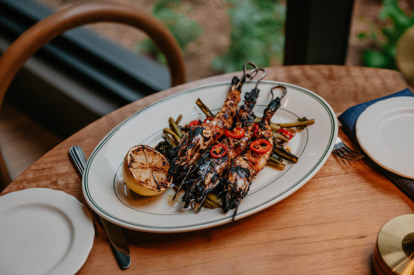 Skull Island prawns at Settimo restaurant in Brisbane.