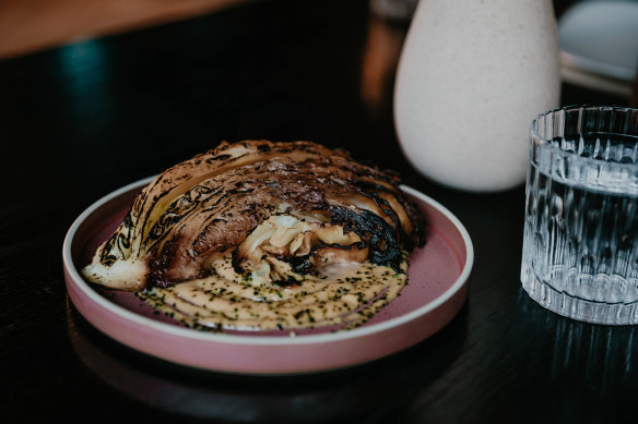 Charred cabbage with seaweed miso mayo.