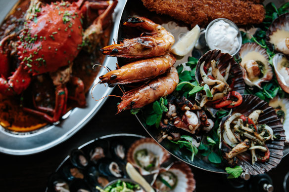 A hot seafood platter at Fosh.