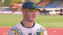 Ethan Strange speaks to media.