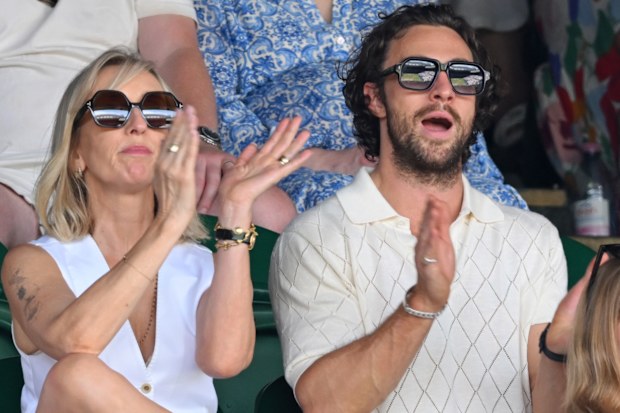 Sam Taylor-Johnson and Aaron Taylor-Johnson at the 2026 Wimbledon Tennis Championships at All England Lawn Tennis and Croquet Club on July 7, 2026 in London, England.