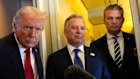 President Donald Trump, with golfing friend Steve Witkoff and US Defence Secretary Pete Hegseth.