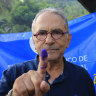 Jose Ramos-Horta casts his vote at a polling station in Dili on Saturday.