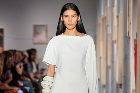 The on-trend colour is white, shown on the S/S 26 Ashlyn New York runway.