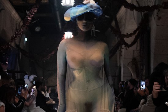 The John Galliano for Maison Margiela Spring/Summer 2024 haute couture show that featured sheer dresses with merkins underneath.