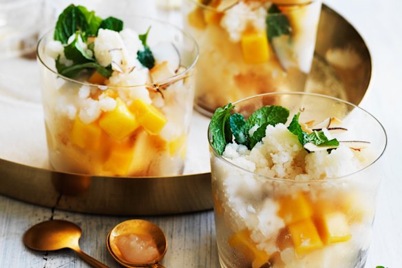 Mango with lychee granita.