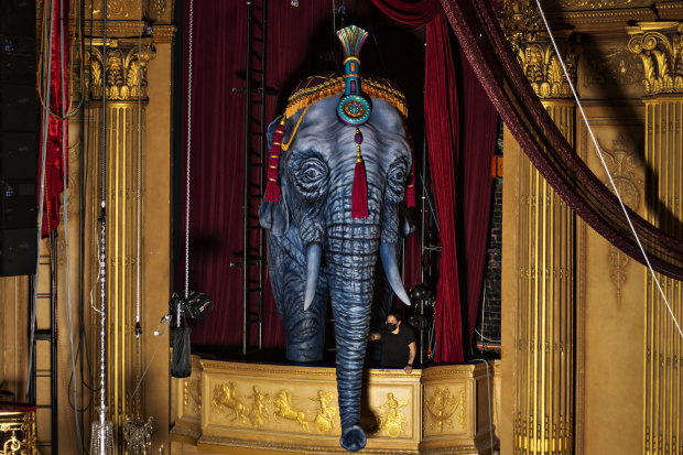 Moulin Rouge! The Musical’s 220-kilogram elephant was carved from Styrofoam with a chainsaw. 