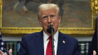President Donald Trump speaks in the Roosevelt Room of the White House on his second day in the job.