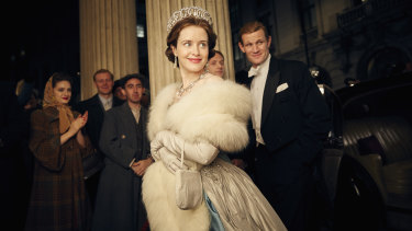 Claire Foy and Matt Smith in a scene from "The Crown".