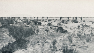 Magdhaba: The advance of the 9th Australian Light Horse Regiment on 23rd December, 1916.