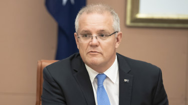 Prime Minister Scott Morrison at a meeting with departmental secretaries in Parliament following the election.