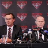 Essendon chief executive Xavier Campbell and chairman Lindsay Tanner