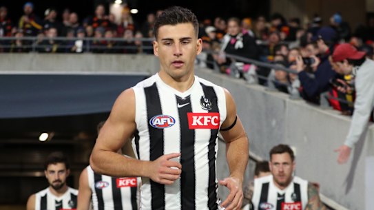 Main man: Nick Daicos is the key figure in the Magpies’ midfield.