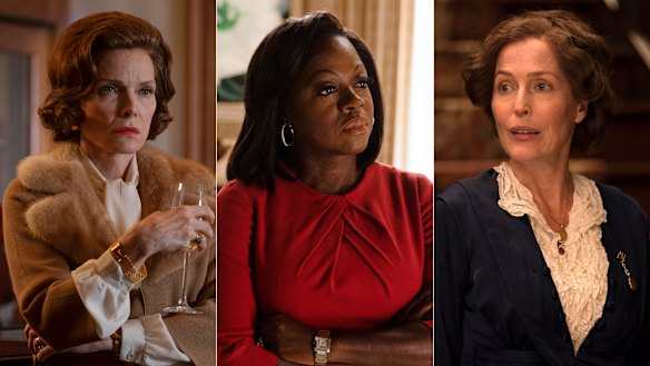 Michelle Pfeiffer as Betty Ford, Viola Davis as Michelle Obama and Gillian Anderson as Eleanor Roosevelt in The First Lady.