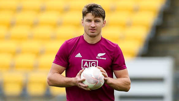 Beauden Barrett at New Zealand's captain's run in Wellington on Saturday. 