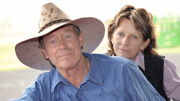 Farmers Frank and Lynn Ashman at their property near the Acland mine. Frank is a leading objector to the expansion.