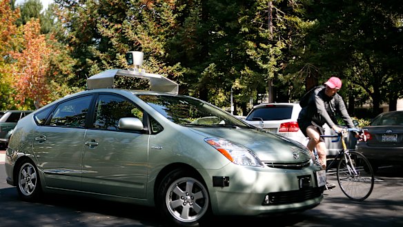 A self-driving car developed and outfitted by Google.