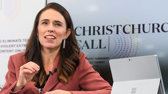 NZ Prime Minister Jacinda Ardern during the Christchurch Call international leaders’ summit on Saturday.