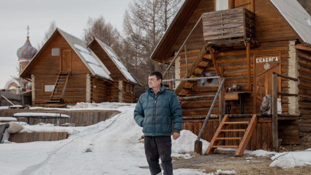 Andrei Sukhanov, 57, who fled St. Petersburg decades ago for a bucolic life by Lake Baikal, in Listvyanka, Russia.