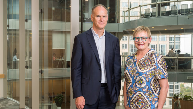 News Corp Australasia executive chairman Michael Miller with Premium Content Alliance chief executive Kim Portrate.