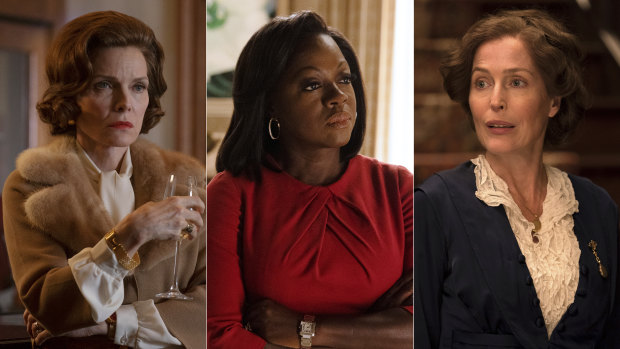 Michelle Pfeiffer as Betty Ford, Viola Davis as Michelle Obama and Gillian Anderson as Eleanor Roosevelt in The First Lady.