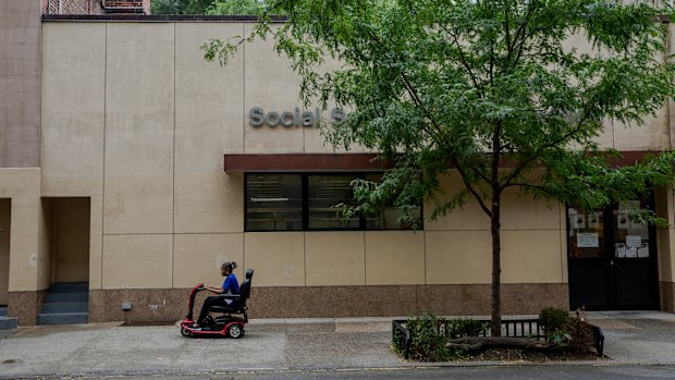 A Social Security Administration office in the East Village neighbourhood of Manhattan. 