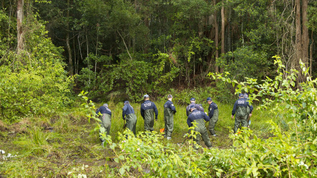 NSW Police search the bushland adjacent to William's grandmother's home in 2018.