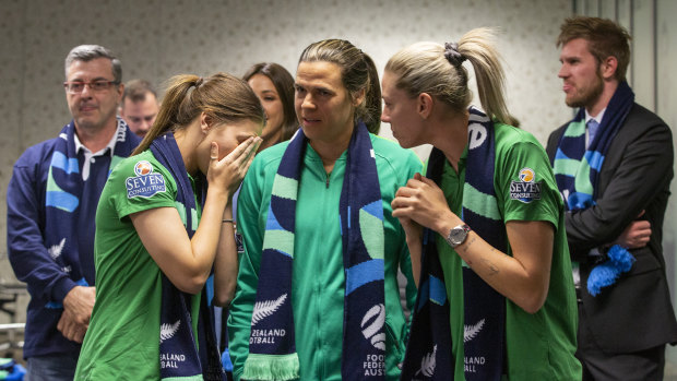 Steph Catley, Lydia Williams and Alanna Kennedy await the news they will contest the 2023 World Cup on home soil.