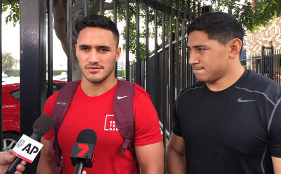 American dream: Holmes and Taumalolo trialled with NFL teams in 2016.