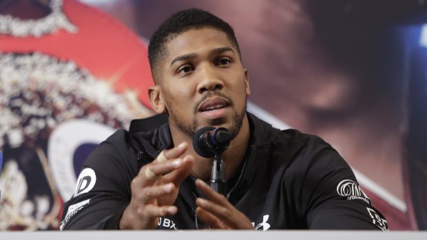 Fighting words: Undefeated heavyweight champion Anthony Joshua promoting his fight against Jarrell Miller.