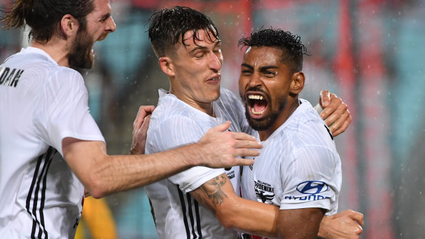 At the double: Roy Krishna struck twice late on for the Phoenix.