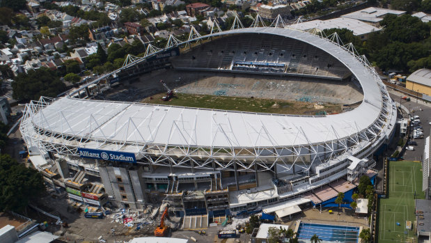 Demolition works forged ahead at Allianz Stadium on Thursday. 