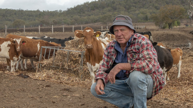 Brendan Hayden, a dairy farmer in Pilton, Queesland, can't grow feed because of the drought.