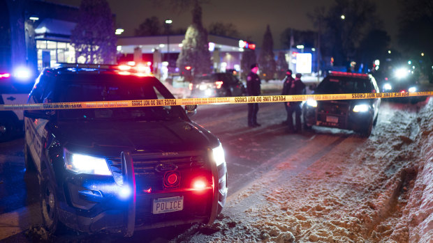 The scene after a man was shot and killed by Minneapolis Police in Minneapolis, Minnesota. 