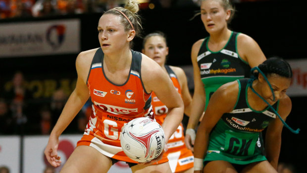 "We've been chasers - chasing down Australia, chasing New Zealand, and now we're the ones to be chased": England's Jo Harten, seen here playing for the Giants in Super Netball.