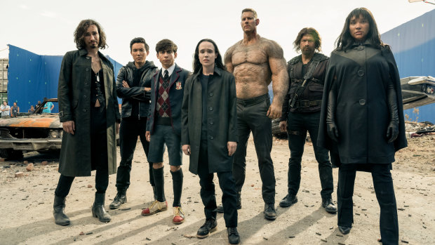 The impressively engaging superhero misfits team of Umbrella Academy.