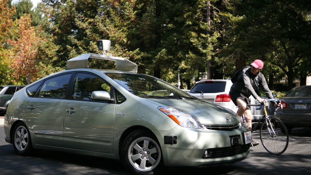 A self-driving car developed and outfitted by Google.
