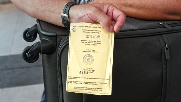 The health alert card handed to passengers arriving in Bali