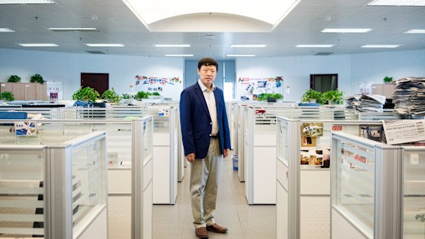 Hu Xijin, editor in chief of the Global Times, at the nationalist tabloid's newsroom in Beijing.