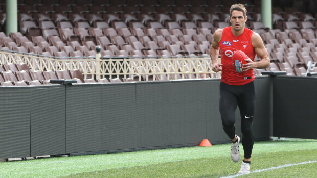 Back to it: Swans player Josh Kennedy was on light training duties on Thursday.