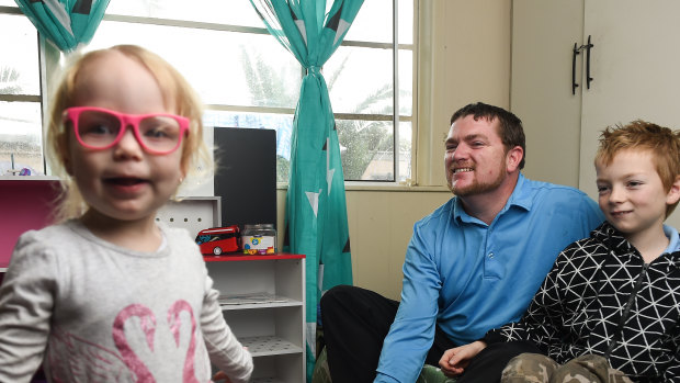 Tony Webb with his children, Eden (left), and Jye.