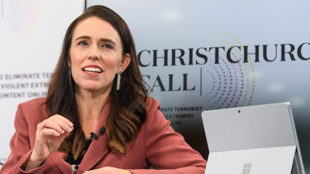 NZ Prime Minister Jacinda Ardern during the Christchurch Call international leaders’ summit on Saturday.