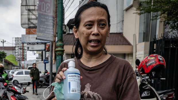 Rani bought alcohol gel to send to her daughter in Jakarta after Indonesia reported two cases of COVID-19.