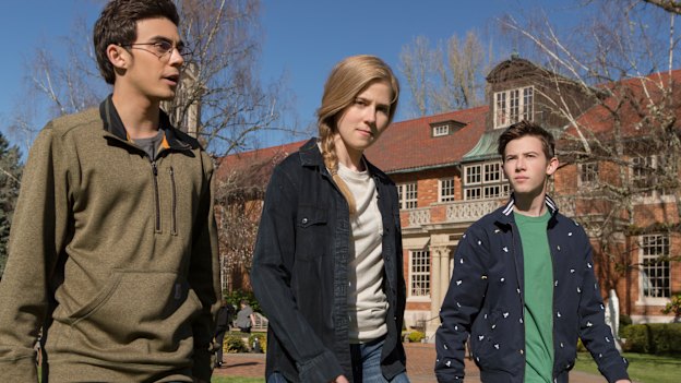 Tyler Alvarez, Taylor Dearden and Griffin Gluck star in the true crime mockumentary American Vandal.