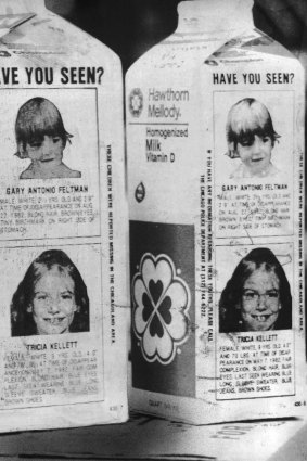 “It just felt like there were more predators then,” says a friend who remembers drinking from milk cartons, like these pictured, which showed the faces of children who had recently gone missing and were widely distributed throughout the 1980s.