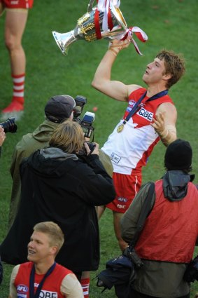 Alex Johnson with the 2012 premiership cup.