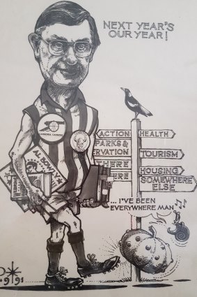 This cartoon summed up all the roles ACT city manager - and Collingwood fan - John Turner had to play.
