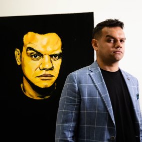 We’ve fought so hard to have an audience catch-up on our history: Actor Meyne Wyatt with his self-portrait that won the Packing Room Prize at  Archibald Prize in 2020. 