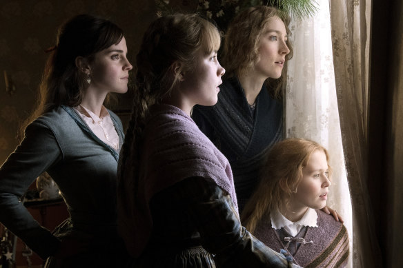 Emma Watson, from left, Florence Pugh, Saoirse Ronan and Eliza Scanlen in Little Women.