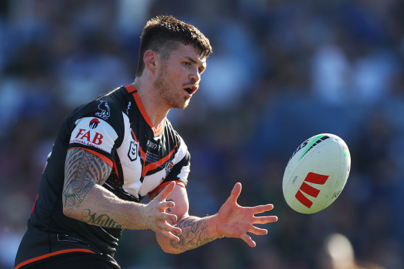 John Bateman in his first game for the Wests Tigers on Sunday.